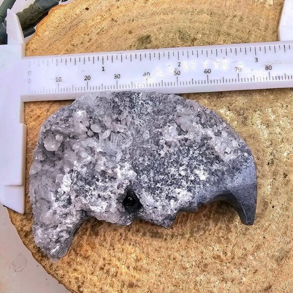 Nature Crystal Cluster Hand Carved Double Side Moon Figure - Picture 8 of 10